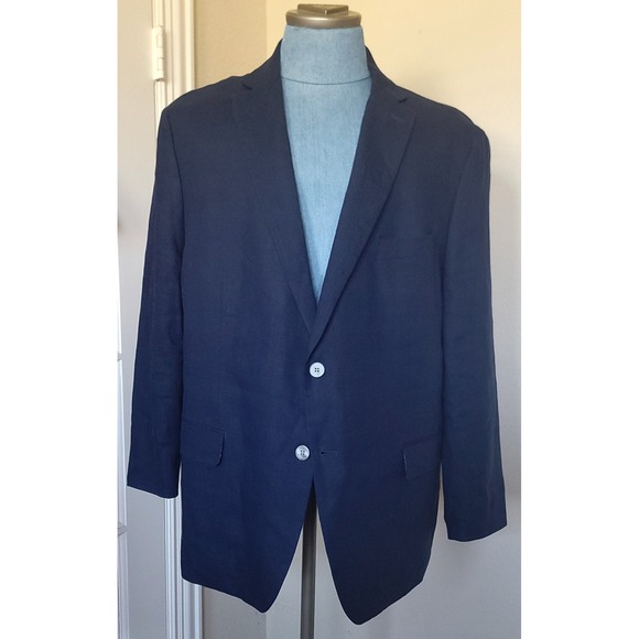 Lauren Ralph Lauren Black Label Men's‎ Linen Navy 2 Button Sports Blazer Sz 48R